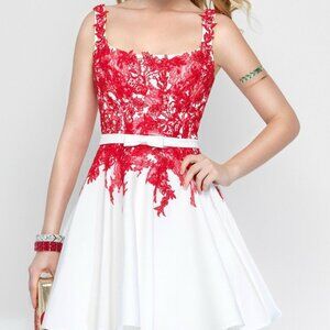 Alyce Paris  3689 Prom Dress White Red Size 000